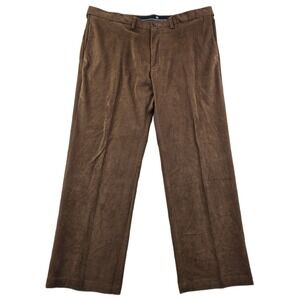 Haggar Corduroy Pants Mens 44x30 Brown Cotton Blend Stretch Classic Fit